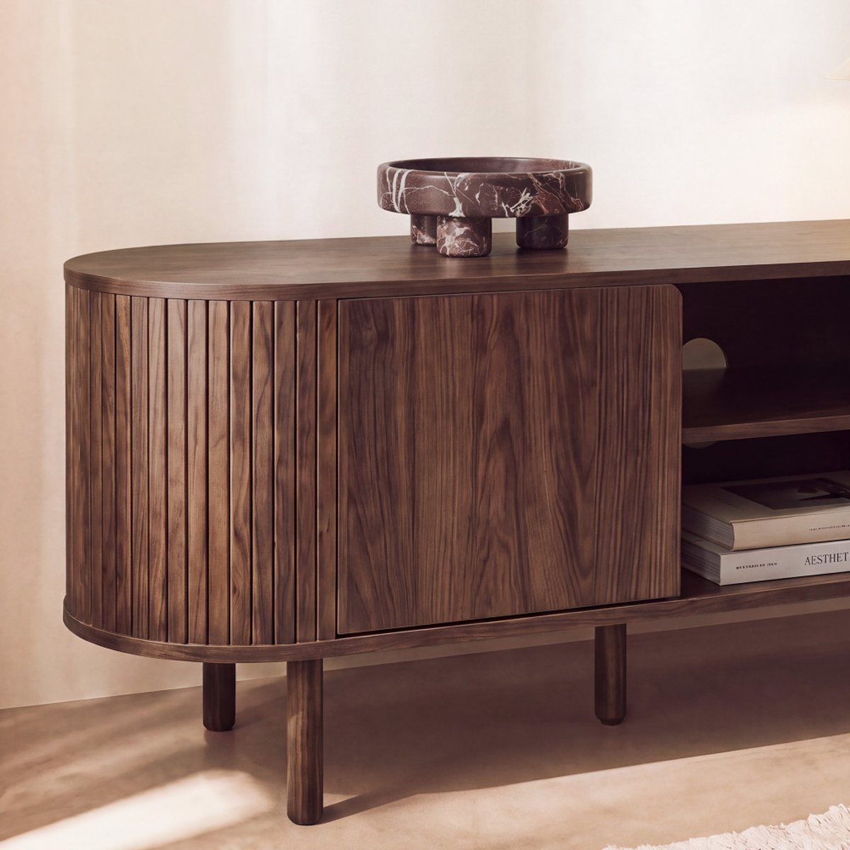 Meuble TV 2 portes en bois L 160 cm- ALMA bois foncé, DRAWER