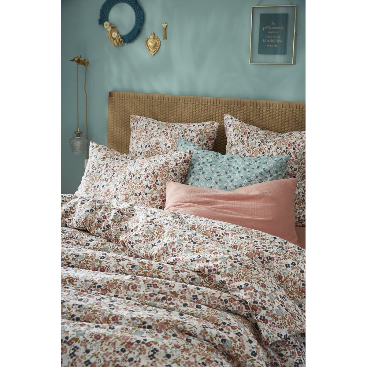 Taie d'oreiller gaze coton 60 x 60 cm Capucine bleu nuit bleu nuit, EDEN