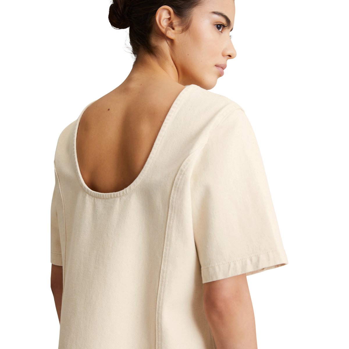 Mini-robe en jean relaxed en denim rigide sans élasthanne blanc, MARC O’POLO DENIM
