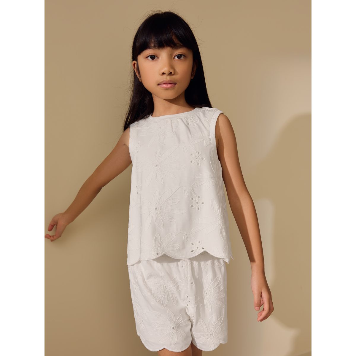 Ensemble short et débardeur brodé écru, NEXT