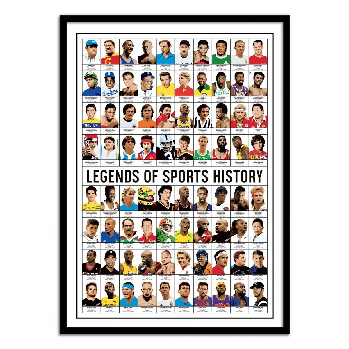 Affiche d'art - Legends of Sports History - Olivier Bourdereau affiche d'art, WALL EDITIONS