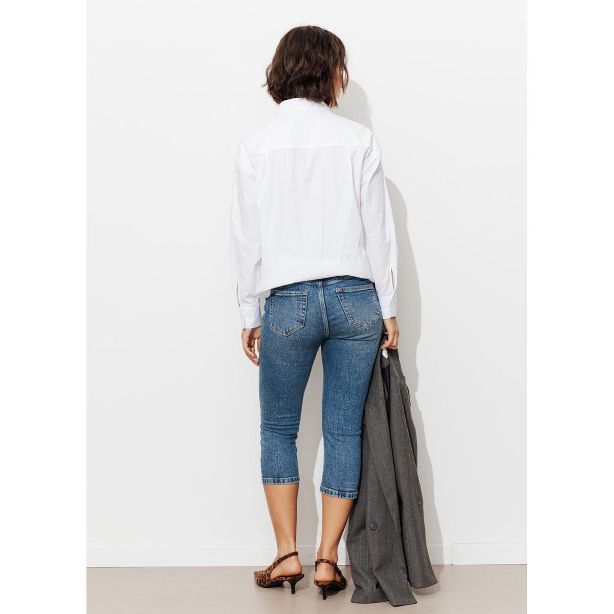 Pantacourt Capri en jean jean moyen, PROMOD