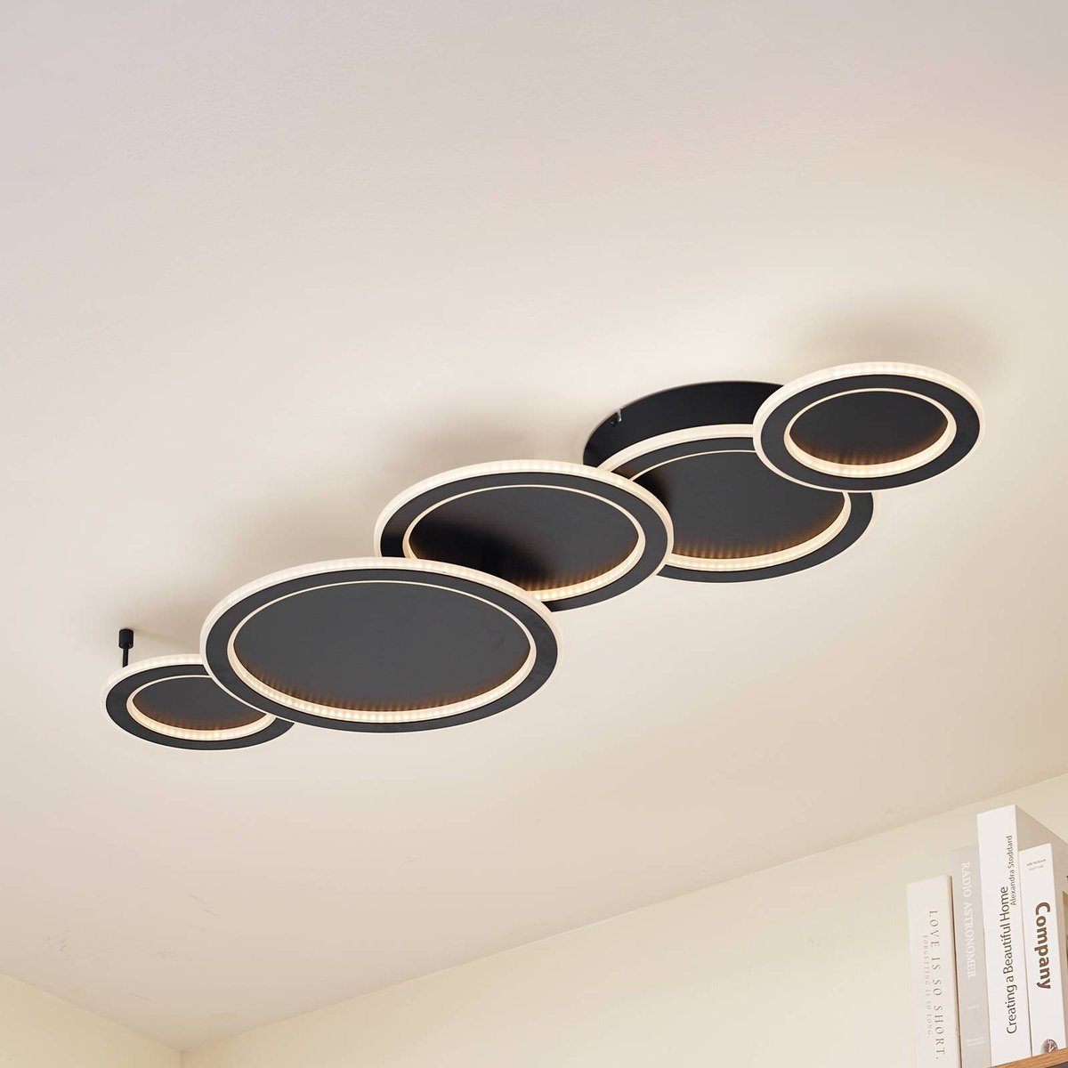 Plafonnier moderneLED, Diala noir, LUCANDE