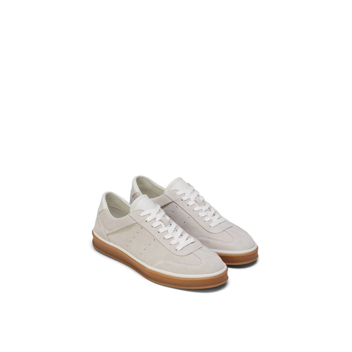 Baskets basses en cuir velours doux beige, MARC O'POLO