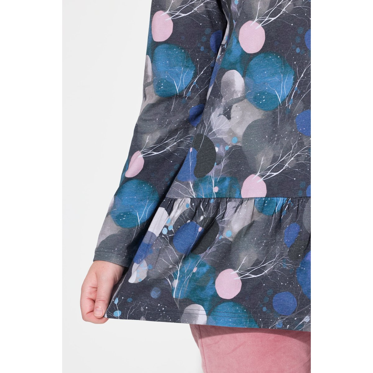T-shirt long en coton bio marine, ULLA POPKEN