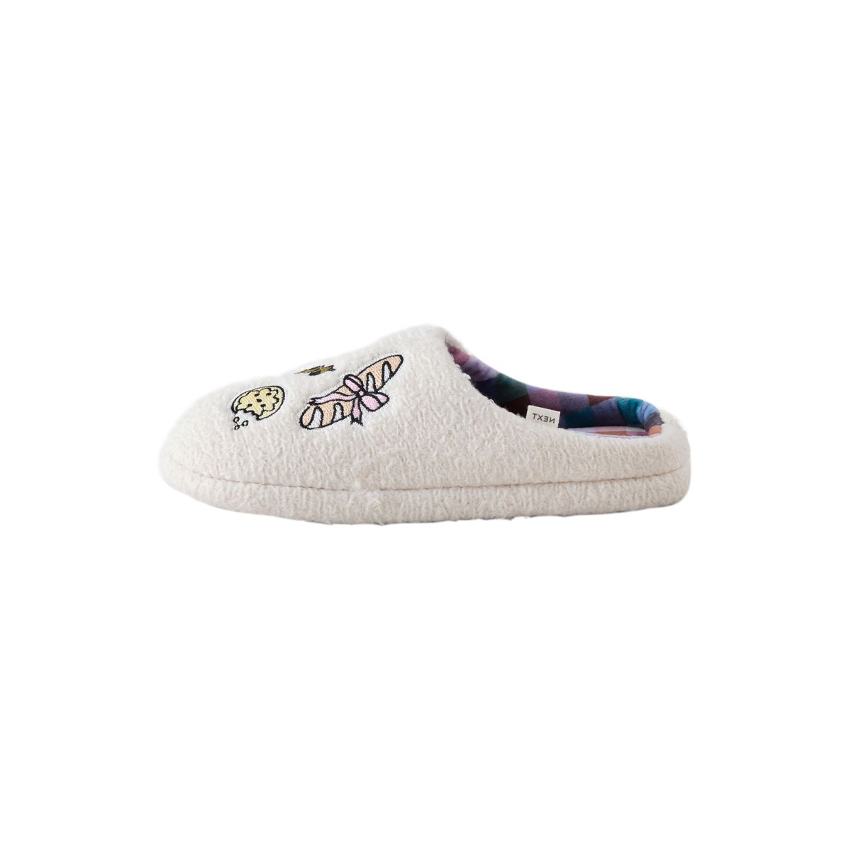 Chaussons mules en peau lainée crème, NEXT