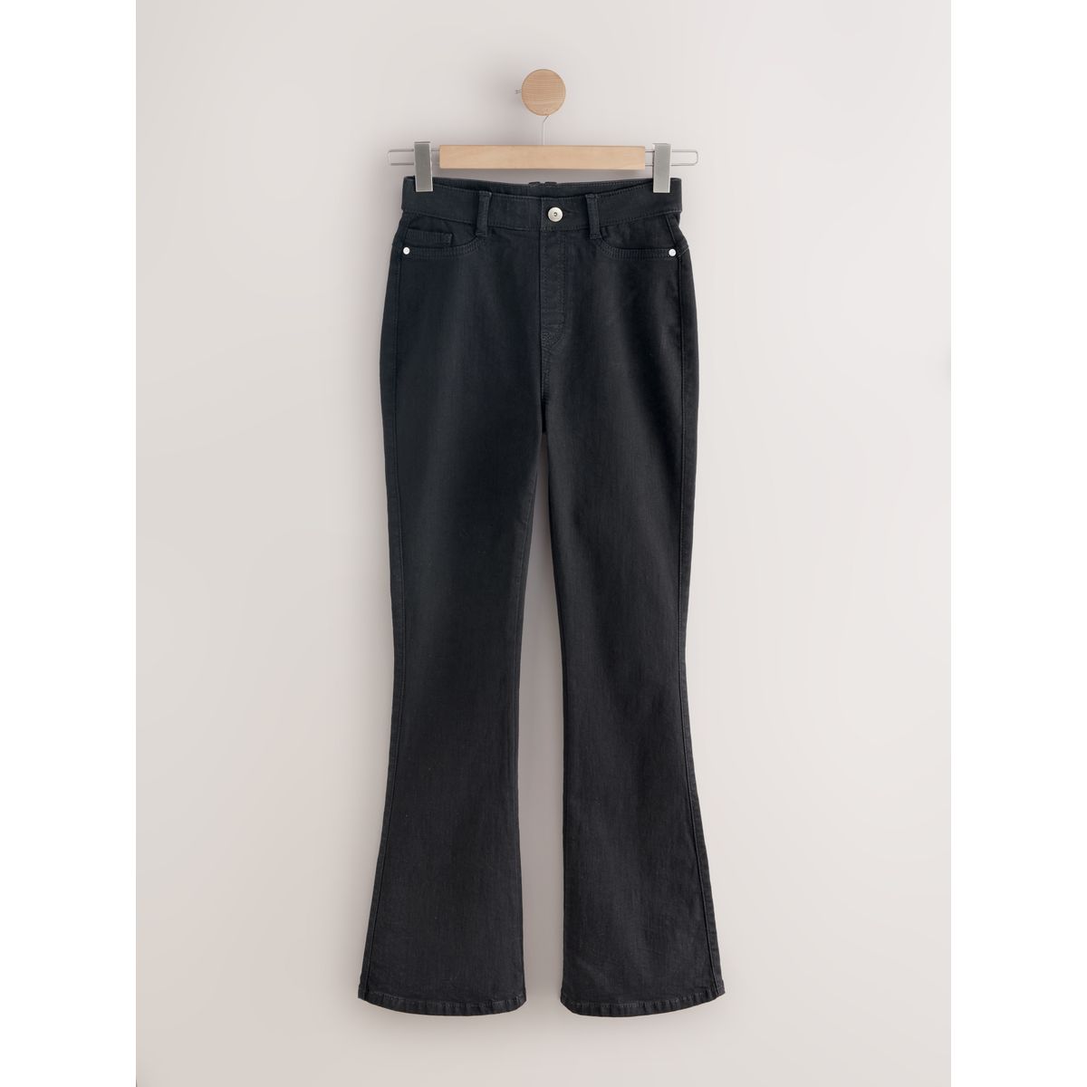 Jean évasé à enfiler taille haute coupe flexi noir, NEXT