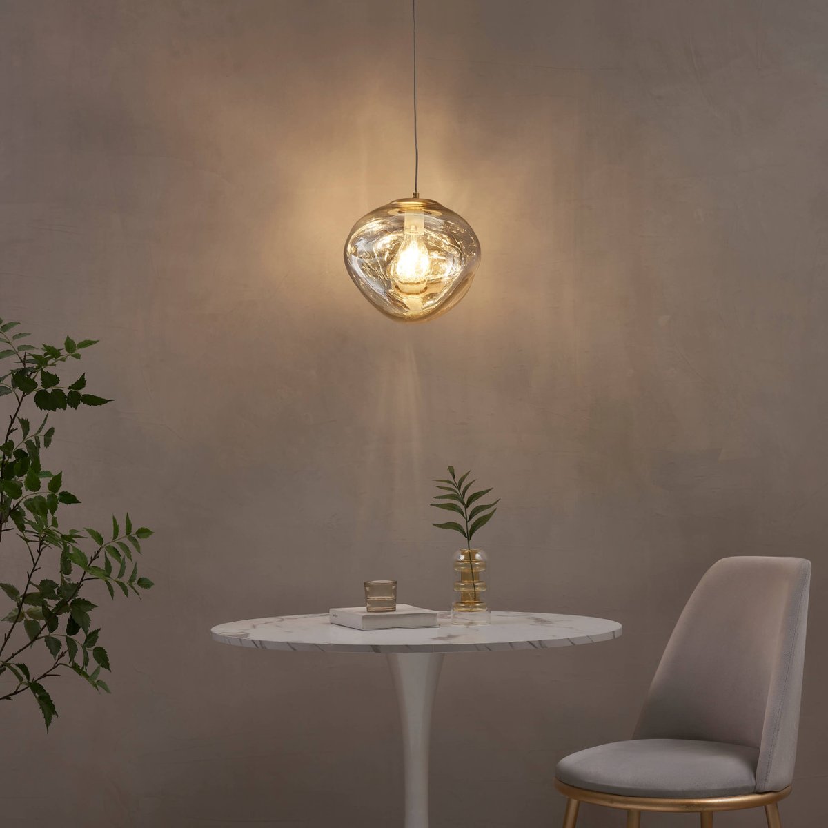 Suspension moderne en verre texturé - ISOTTA gris fumé, KOSILUM