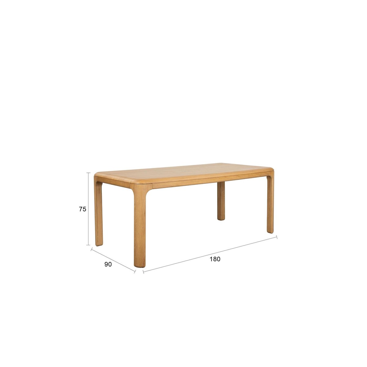 Table à manger carré en bois, L.180 , OEVER beige, ZUIVER