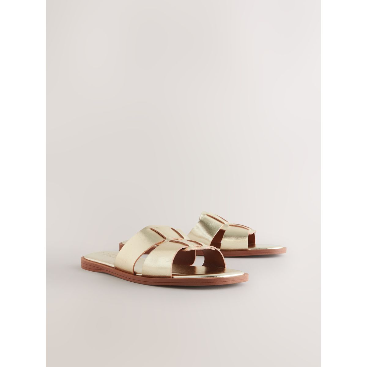 Sandales mules cuir doré, NEXT