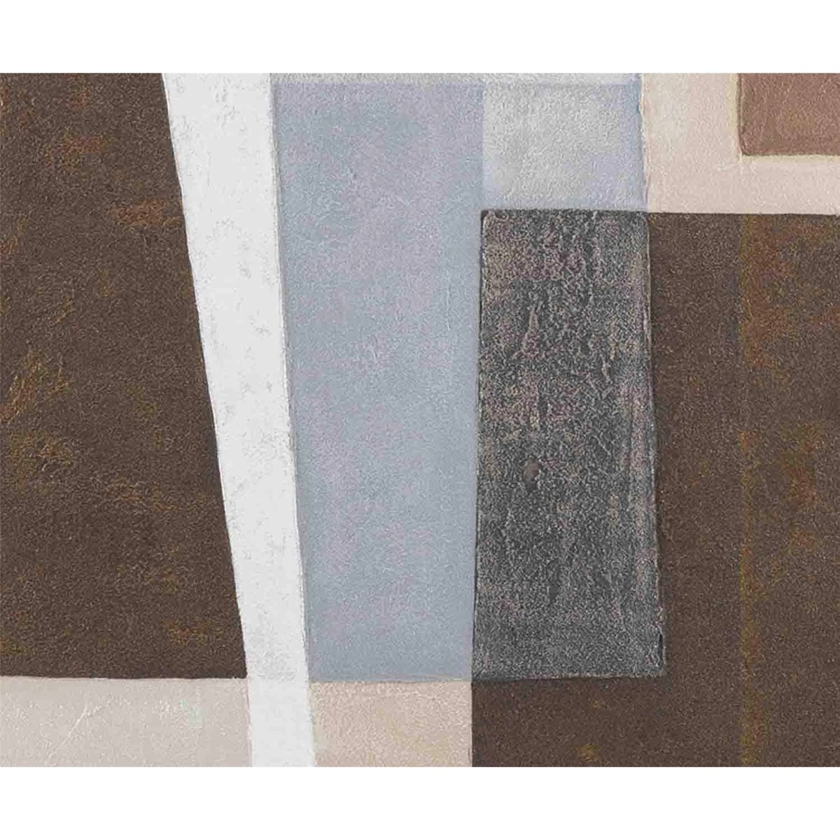 Tableau abstrait design moderne sur toile et bois beige marron gris nuances naturelles, RECOLLECTION