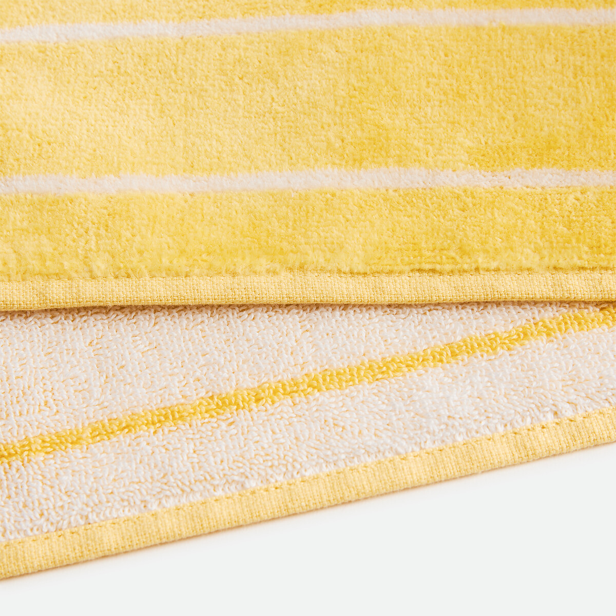 Maxi-Badetuch MARINI, gestreift, aus Frottee-Velours 500 g gelb/weiss, LA REDOUTE INTERIEURS