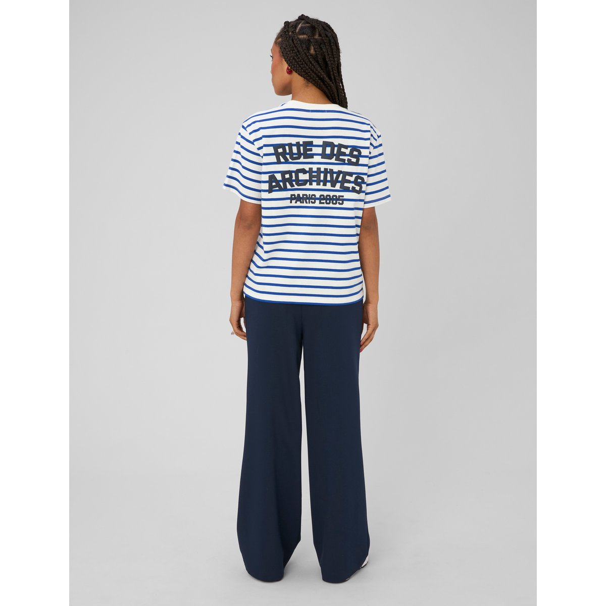 T-shirt rayé manches courtes bleu, BZB