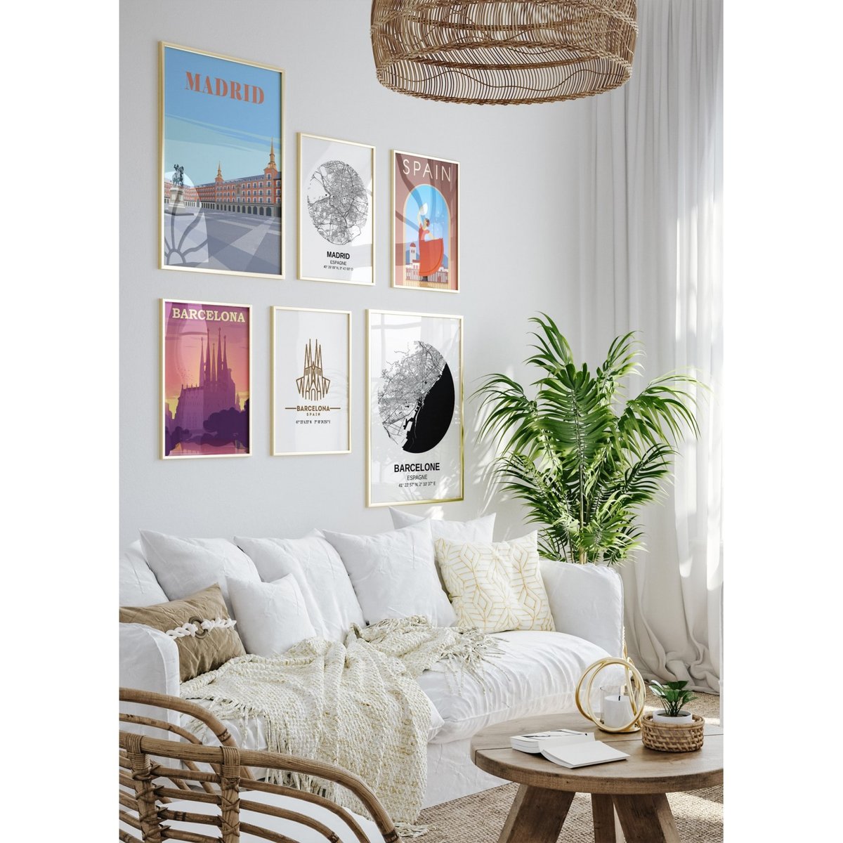 Affiche ville Madrid blanc, L'AFFICHERIE