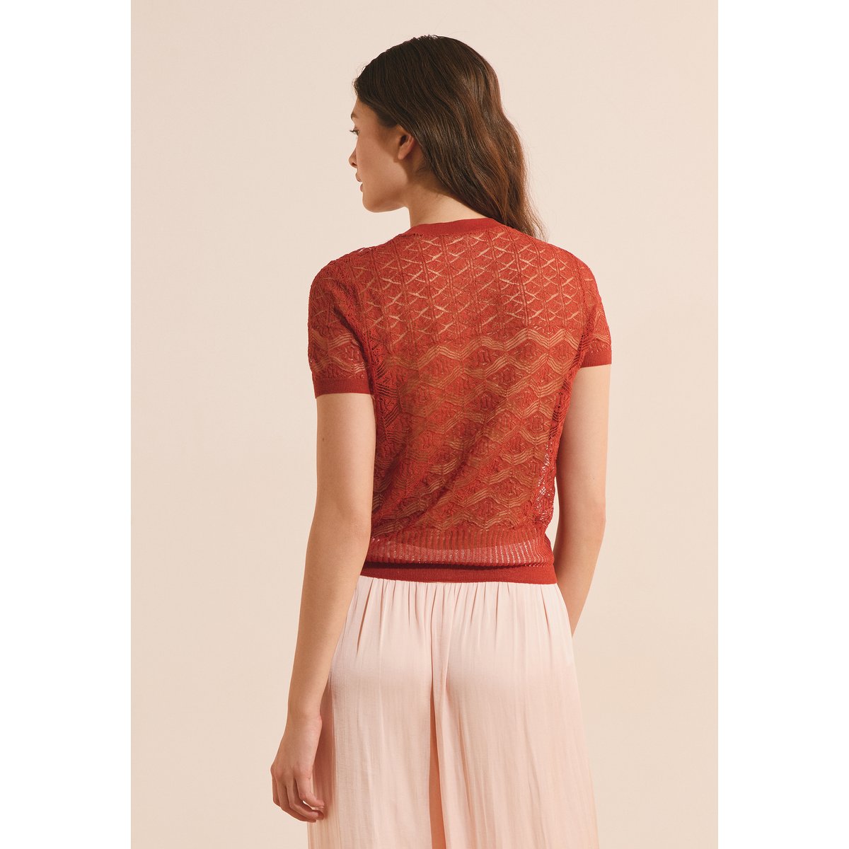 Pull en maille ajourée SAMIRA PULL terracotta, ETAM