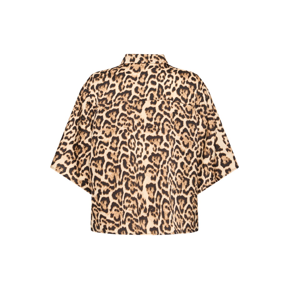 Shirt with short sleeve marron brown leopard aop, ICHI