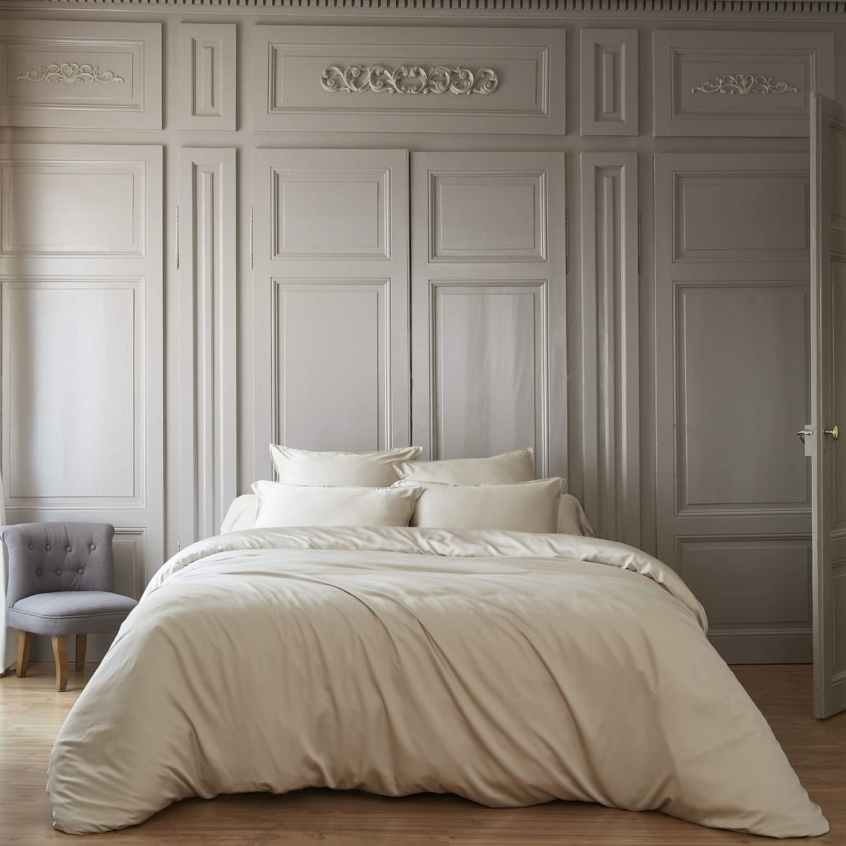 Housse de couette bambou naturel, TERRE DE NUIT