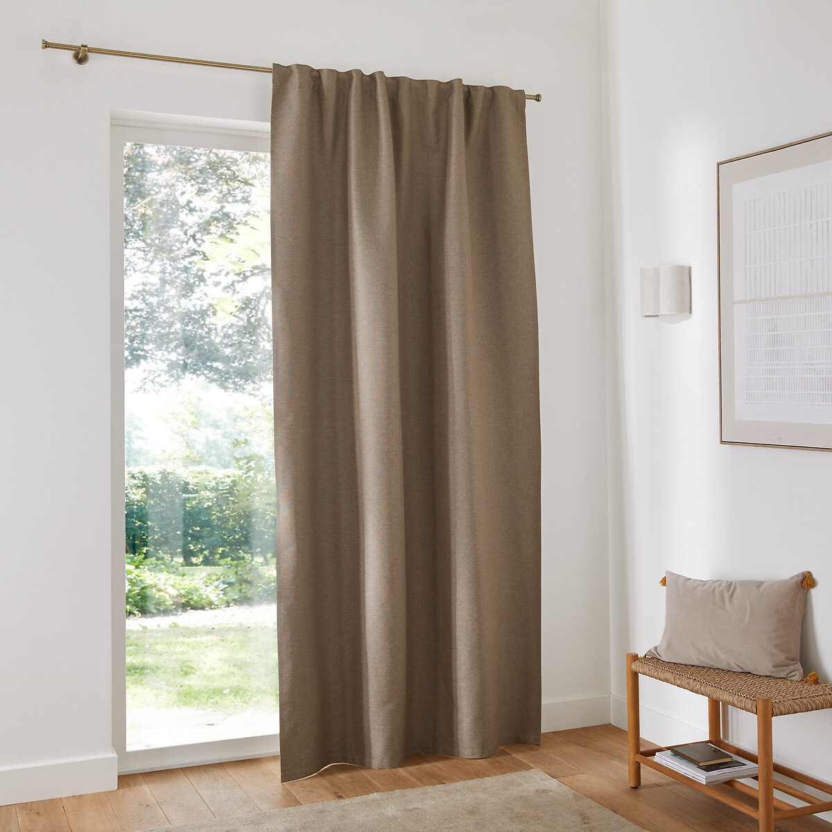 Rideau occultant polyester recyclé, galon fronceur et wave, SELECT naturel, LA REDOUTE INTERIEURS