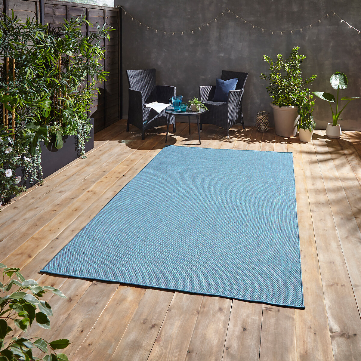 Woven Flatweave Indoor/Outdoor Rug blue, SO'HOME