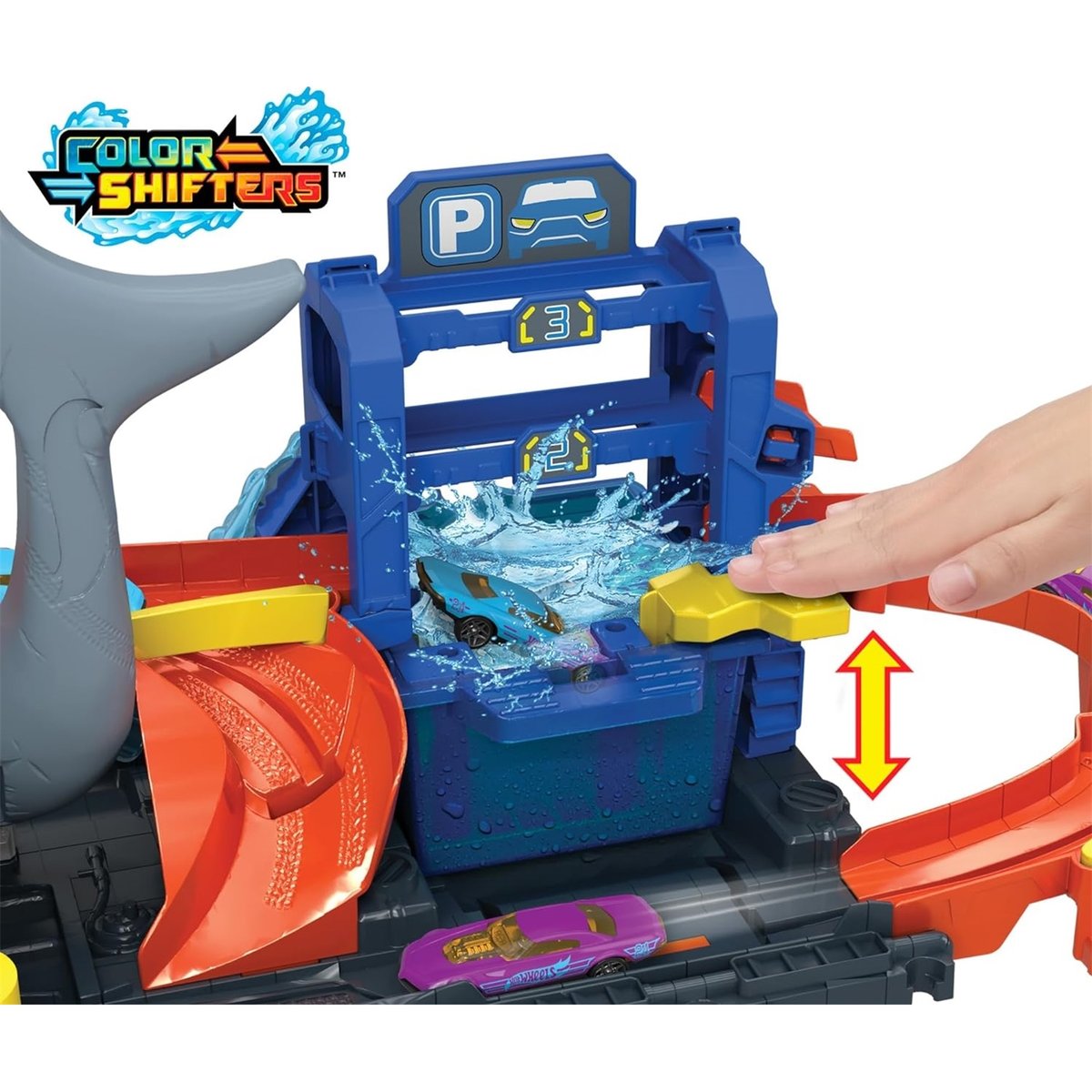 Hot Wheels City-Station De Lavage Requin Coffret Voiture multicolore, MATTEL