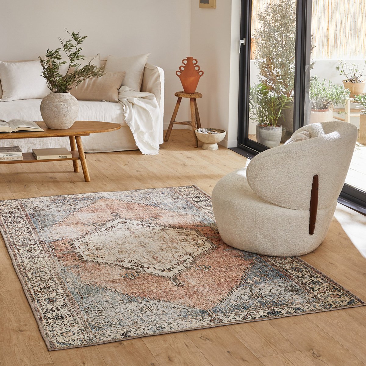 Tapis de salon vintage symétrique CARRY multicolore, NAZAR RUGS