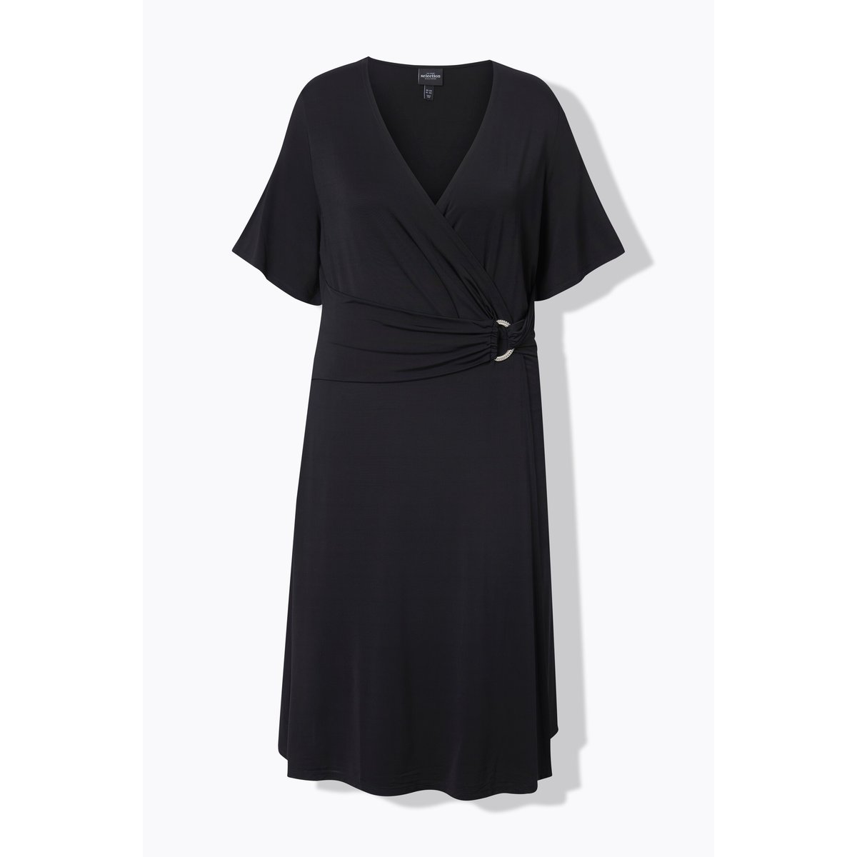Robe en tissu fluide. Drapé féminin. noir, ULLA POPKEN