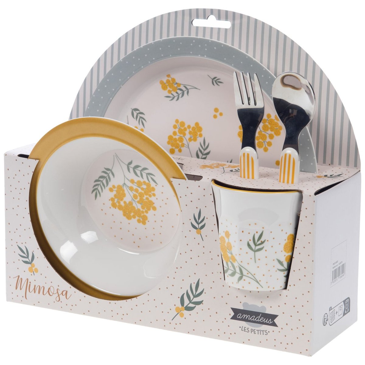Coffret repas Mimosa (5 pièces) jaune, vert, AMADEUS LES PETITS