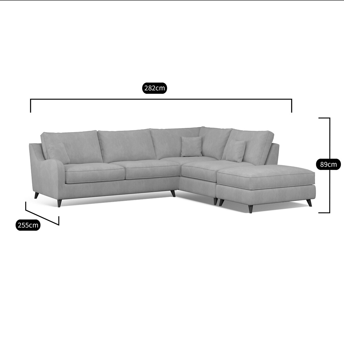 Amelia Velvet Corner Sofa & Modular Footstool Set with Dark Wood Legs (Right Facing) burgundy, ÉDITÉ