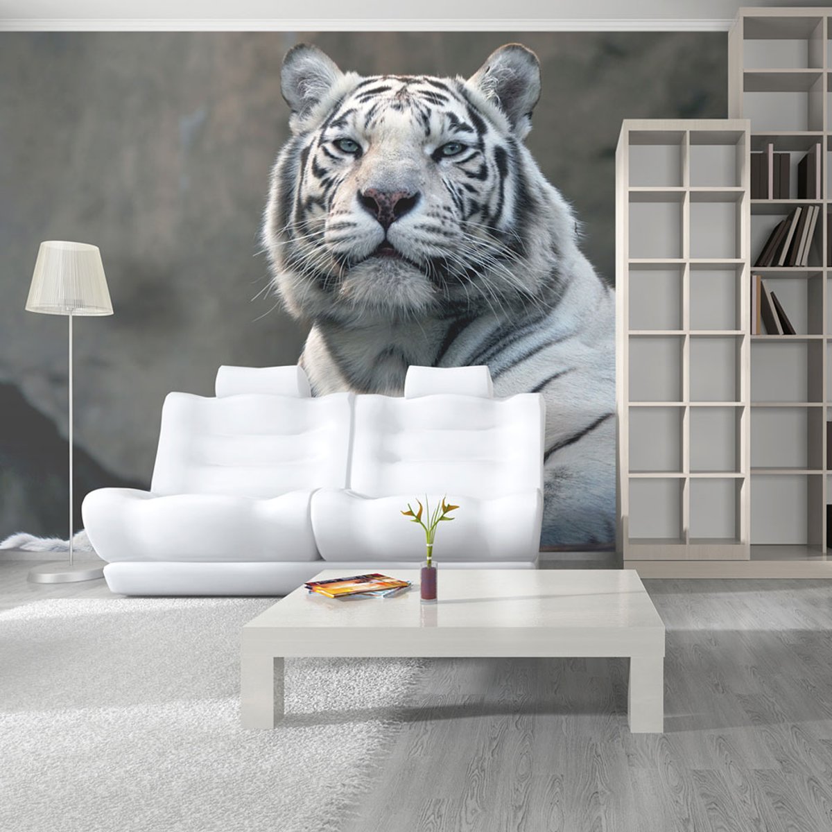 Papier peint intissé panoramique Animaux Tigre du Bengale au zoo noir, EDEN