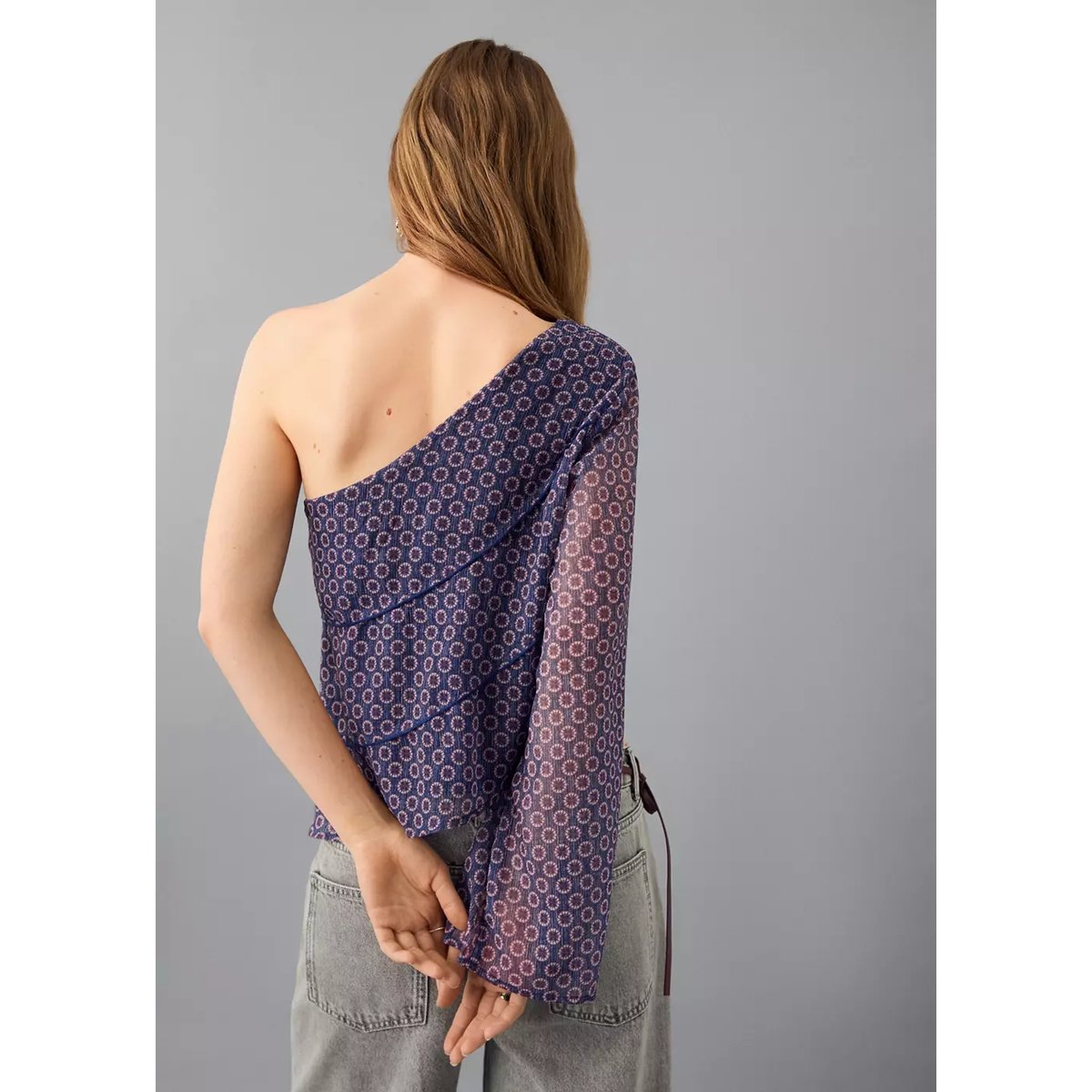 Blouse asymétrique imprimée bleu marine foncé, MANGO TEEN