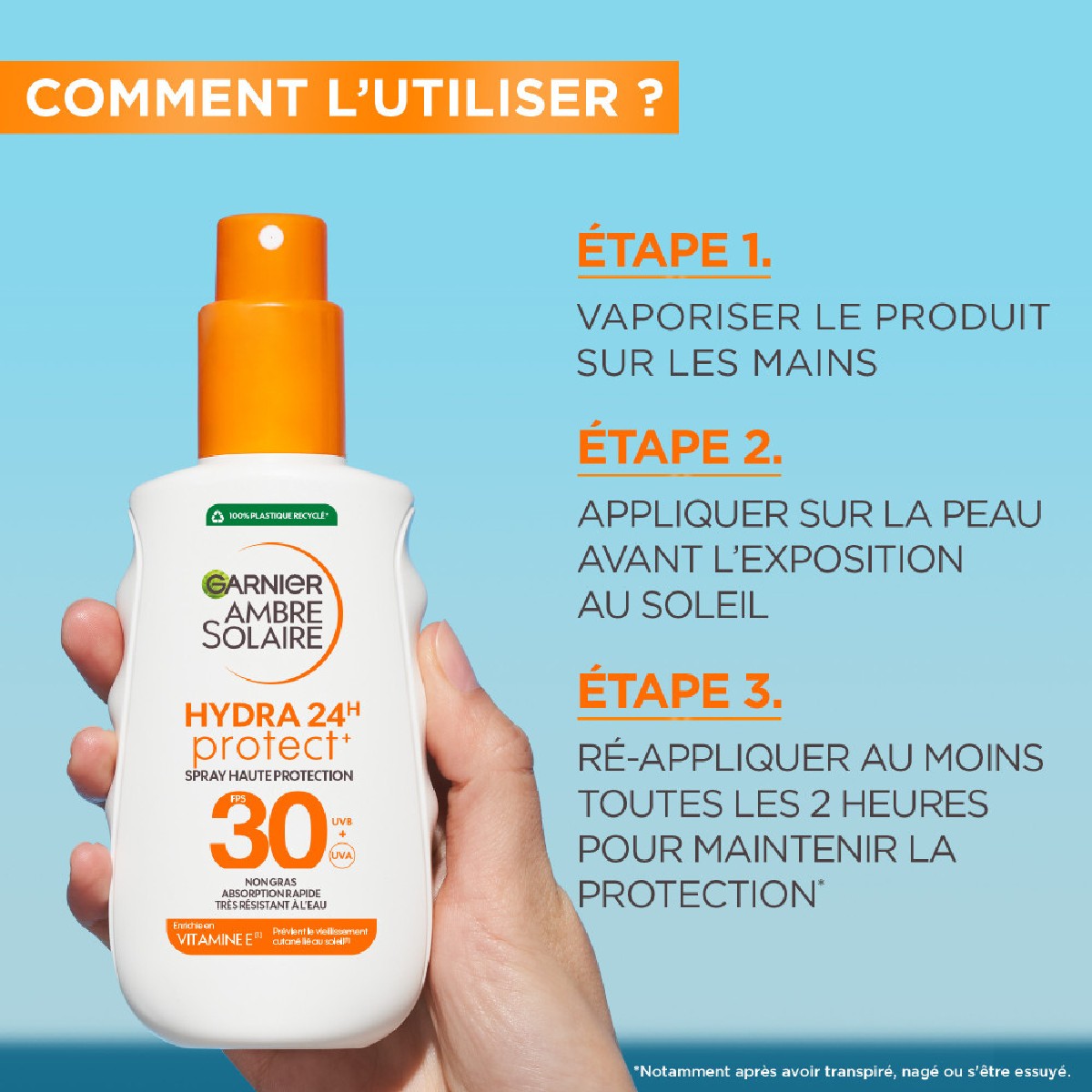 Ambre Solaire Hydra Protect 24H  Spray Protecteur SPF30 150mL couleur unique, GARNIER