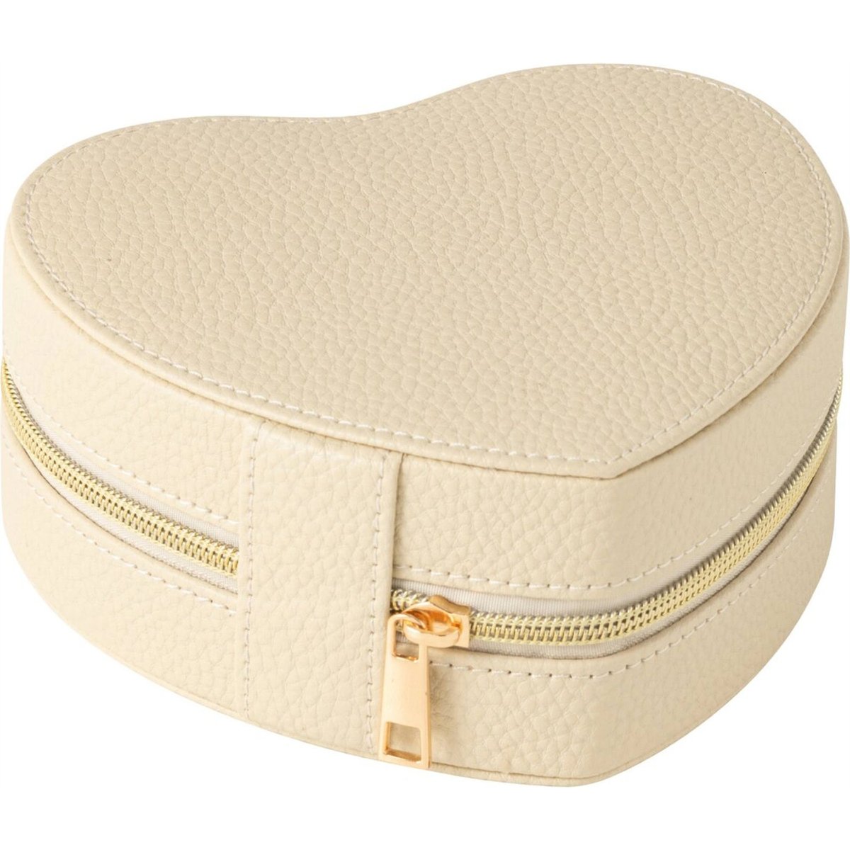 Boîte à bijoux cœur zippée beige, RECOLLECTION