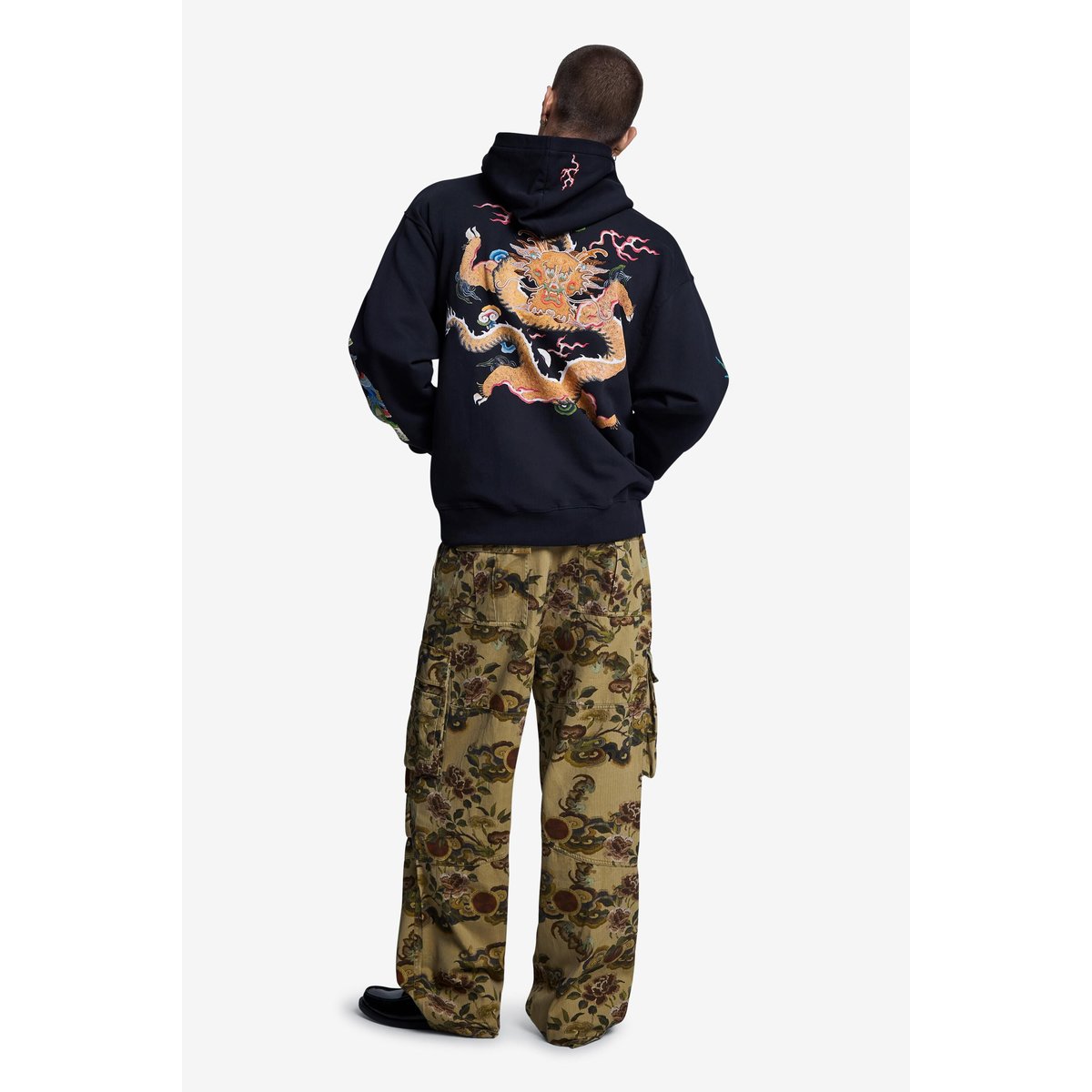 Sweat à capuche brodé noir, DESIGUAL