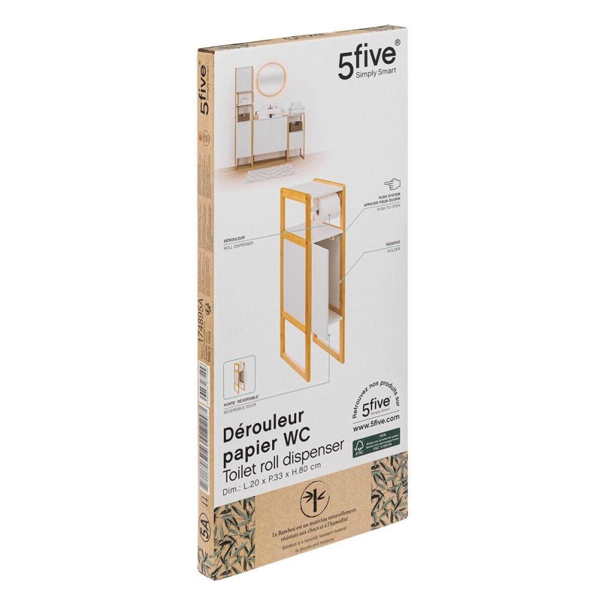 Dérouleur Wc Avec Réserve Natureo Noir blanc, ATMOSPHERA