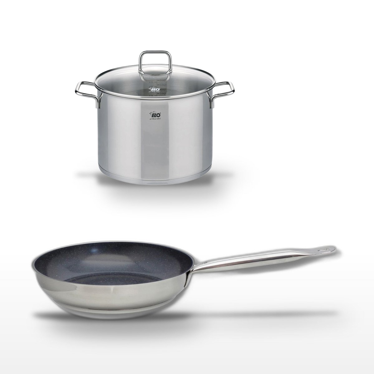 Batterie 1 poêle 28cm + 1 faitout 16cm PROFI THERM PLATINUM gris|noir, ELO