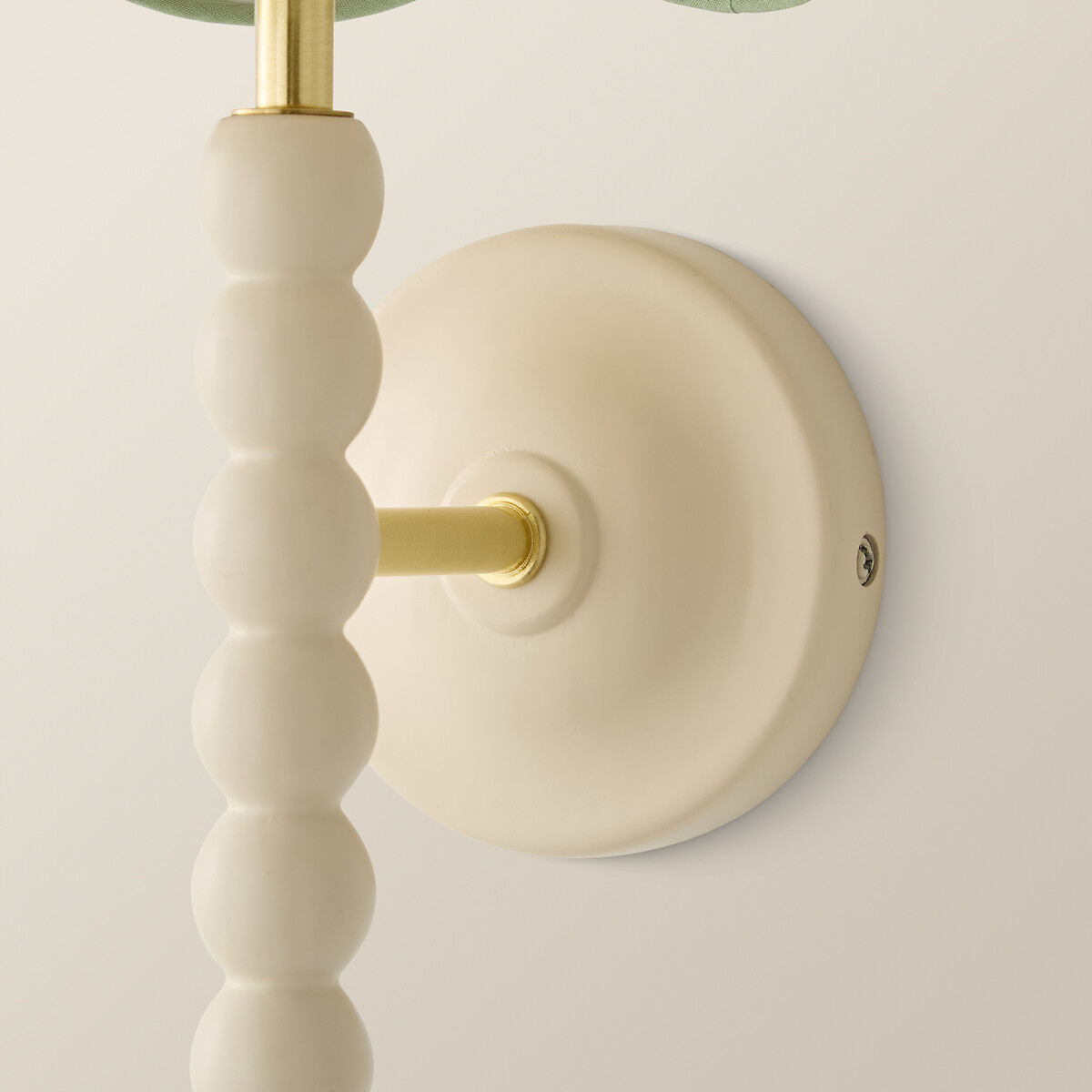 Bobbie Painted Cream Bobbin Wall Light with Scallop Shade sage green, SO'HOME