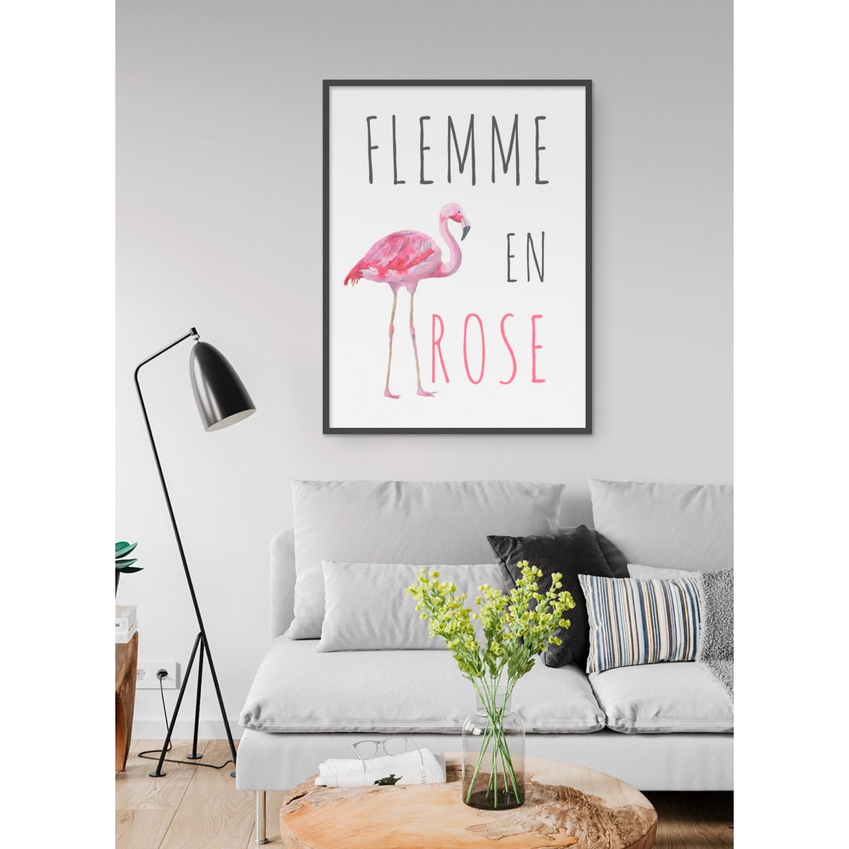 Affiche Flemme en rose blanc, L'AFFICHERIE