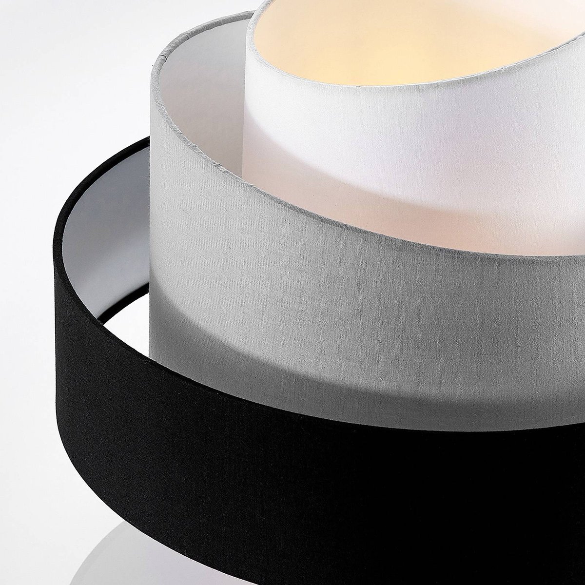 Plafonnier en textile moderne, Coria noir, gris, blanc, LINDBY