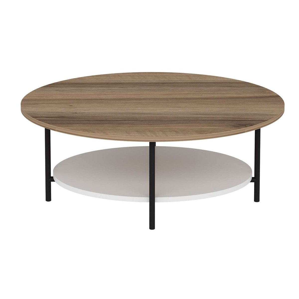 Table basse bicolore 1 étagère design scandinave OMBELINE beige, TOILINUX