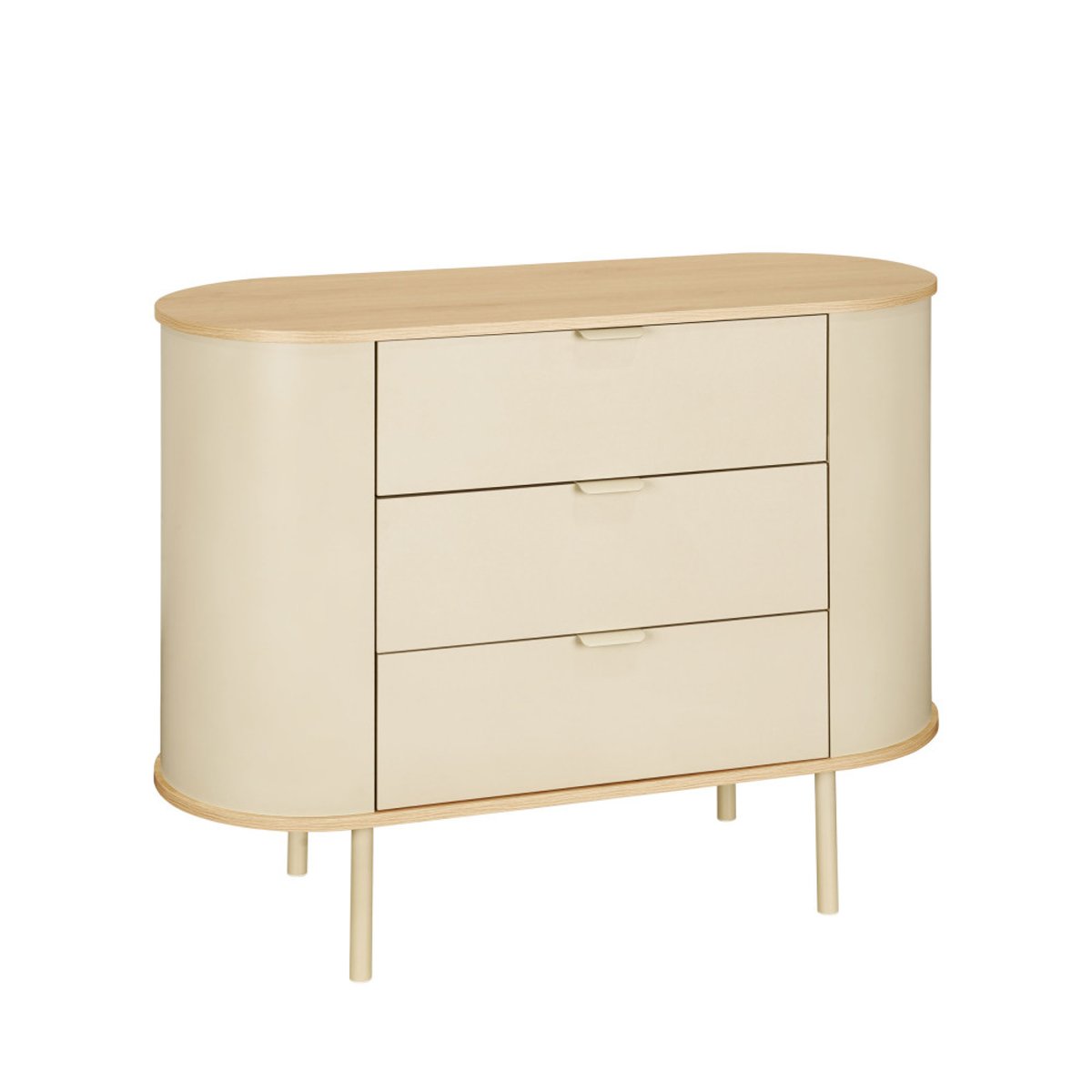 Commode 3 tiroirs en bois et métal- WILL beige, DRAWER