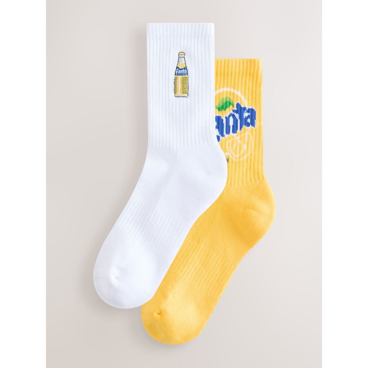 Socquettes côtelées, 2 paires licence fanta citron, NEXT