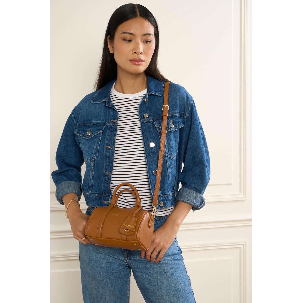Sac polochon zippé en cuir, MILANO ANA S camel, LANCASTER