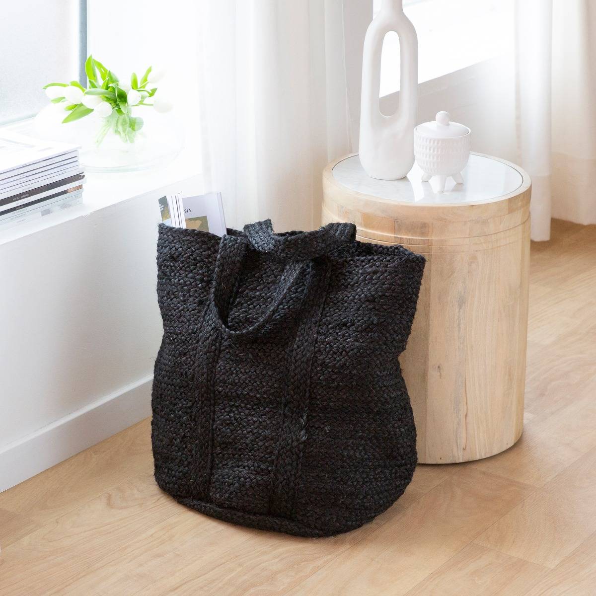 Sac en tissu MARLON noir, MADE IN MEUBLES