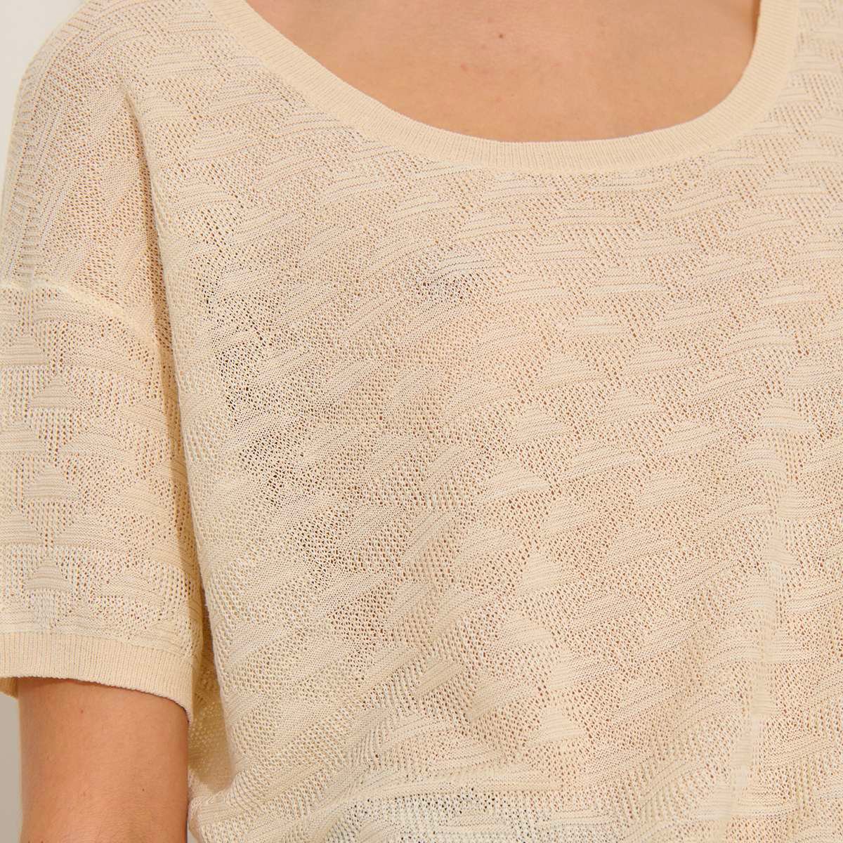 Pull manches courtes en chanvre et viscose PERLA ivoire-beige, BENSIMON