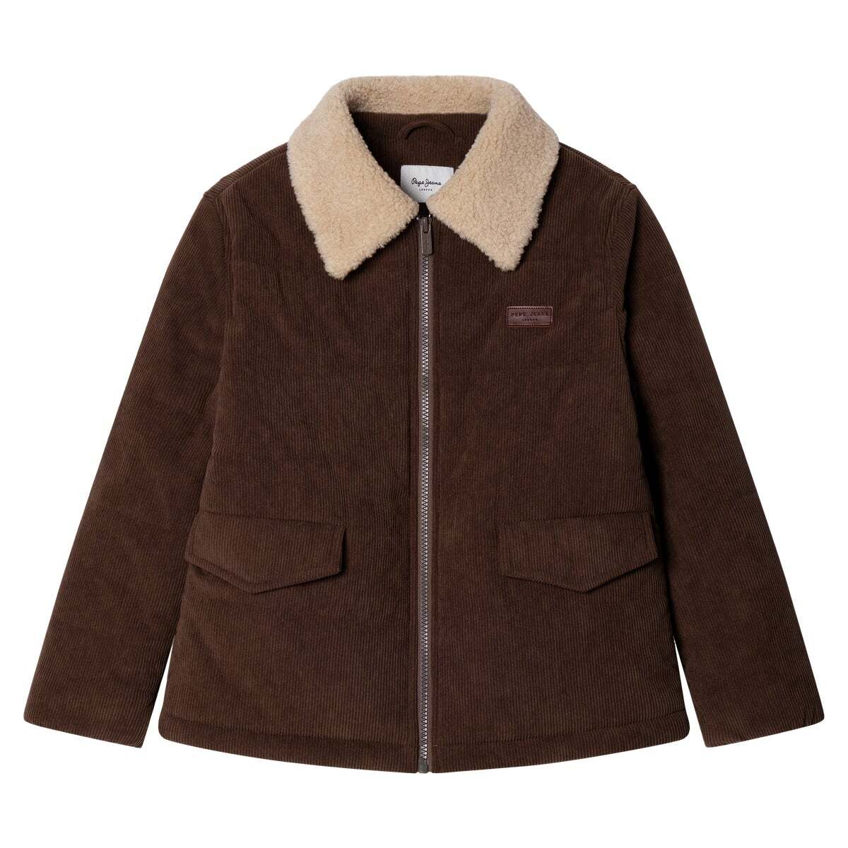 Veste Bomber Effet Sherpa brun terre, PEPE JEANS