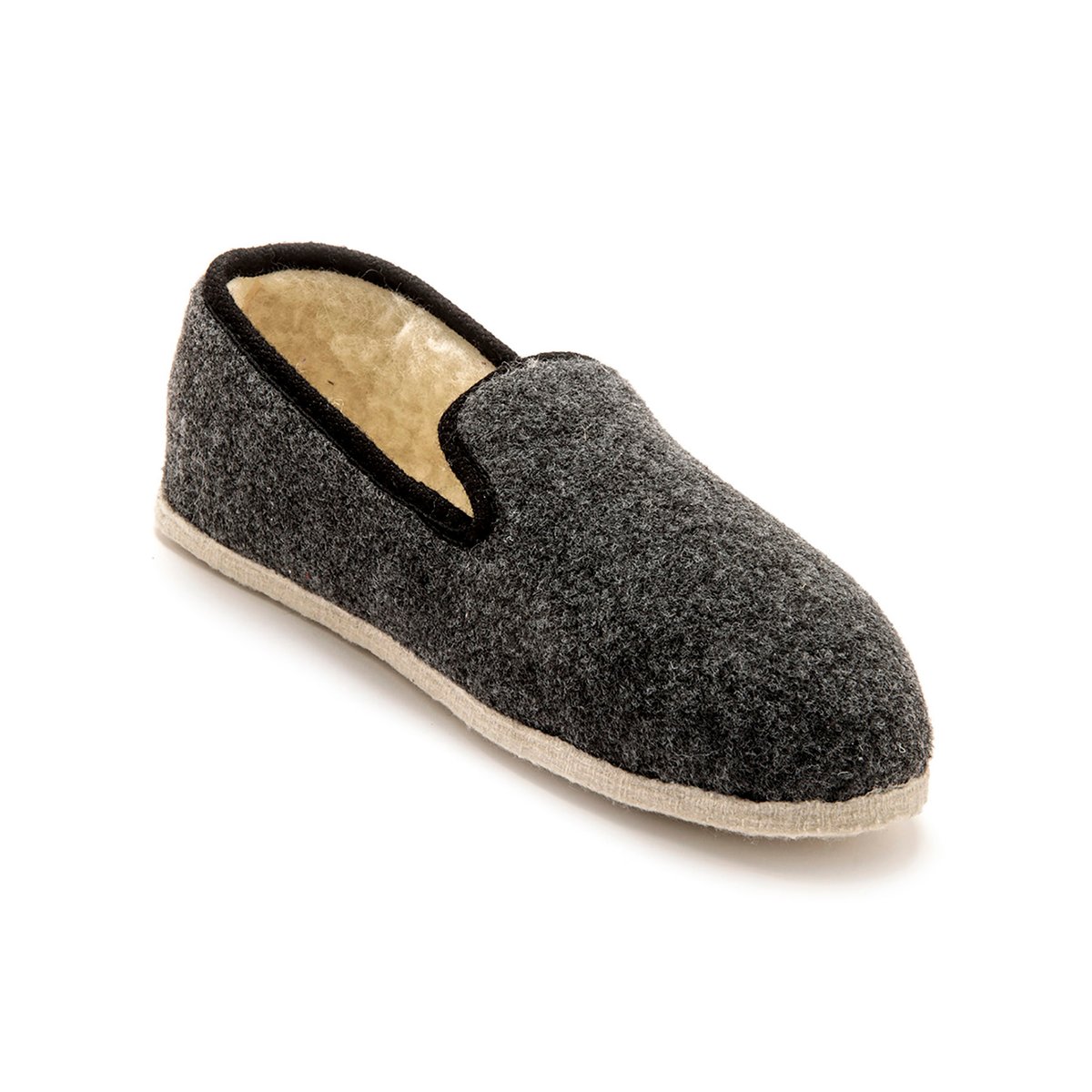 Charentaises mixtes fourrées laine gris uni, PEDICONFORT
