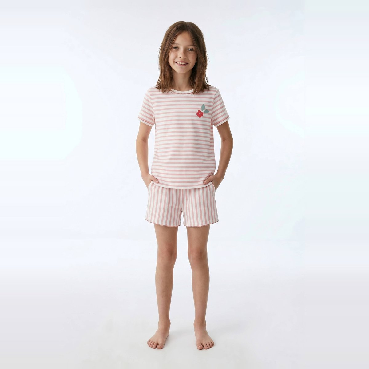 Lot de 2 pyjamas shorts imprimé en jersey coton BIO GOTS ecru, MONOPRIX