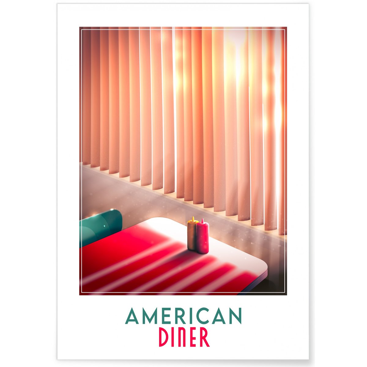 Affiche American Diner blanc, L'AFFICHERIE