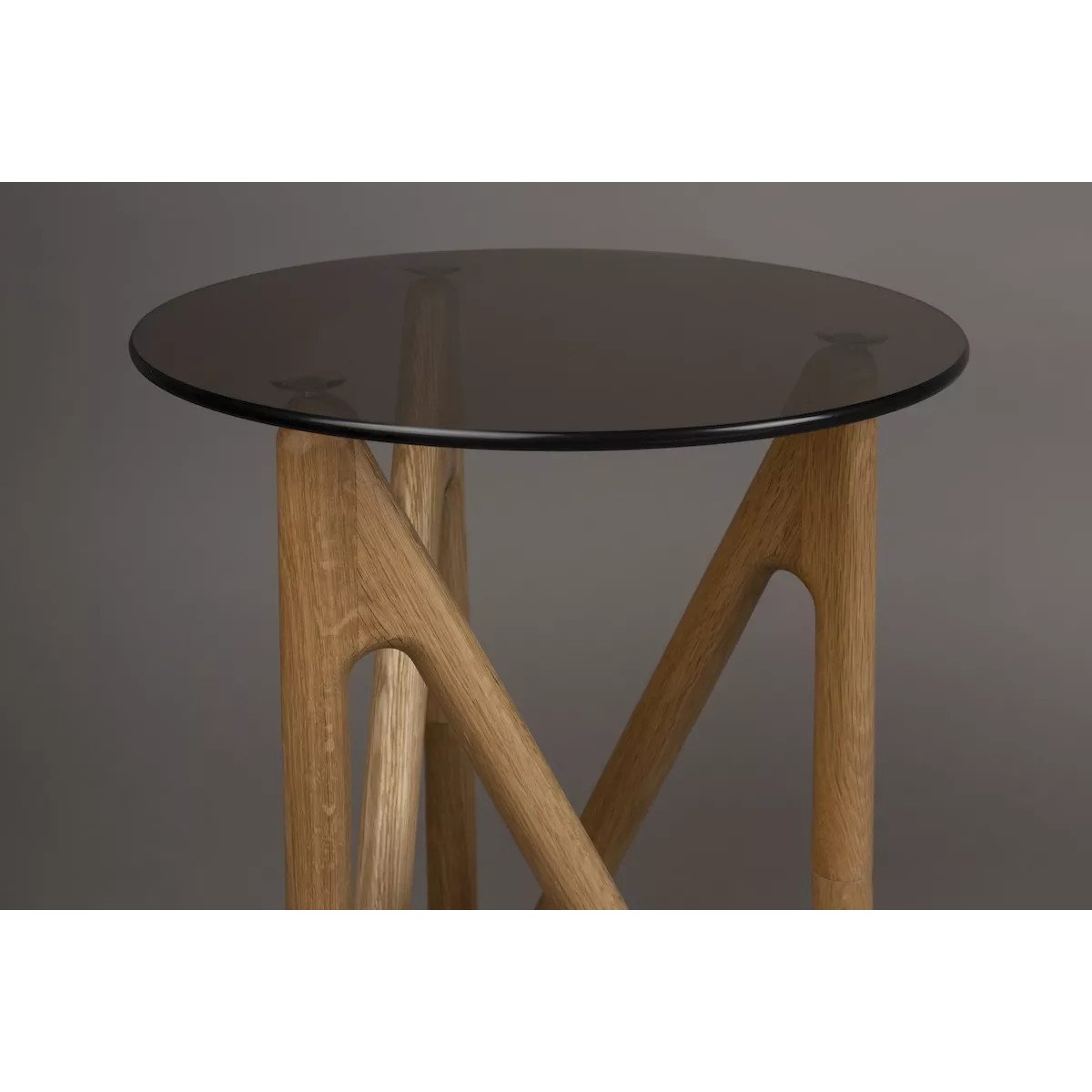 Table d'appoint ronde en bois et verre fumé - NAIA bois clair, DUTCHBONE