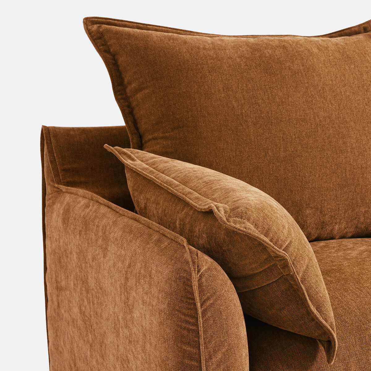 Odna Velvet-Touch 3 Seater Sofa with Removable Cover mid-brown , LA REDOUTE INTERIEURS